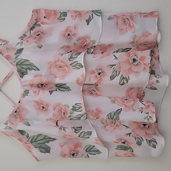 Forever 21 Floral Pink Layered Spaghetti Straps Women's Top S - Picture 3 of 10